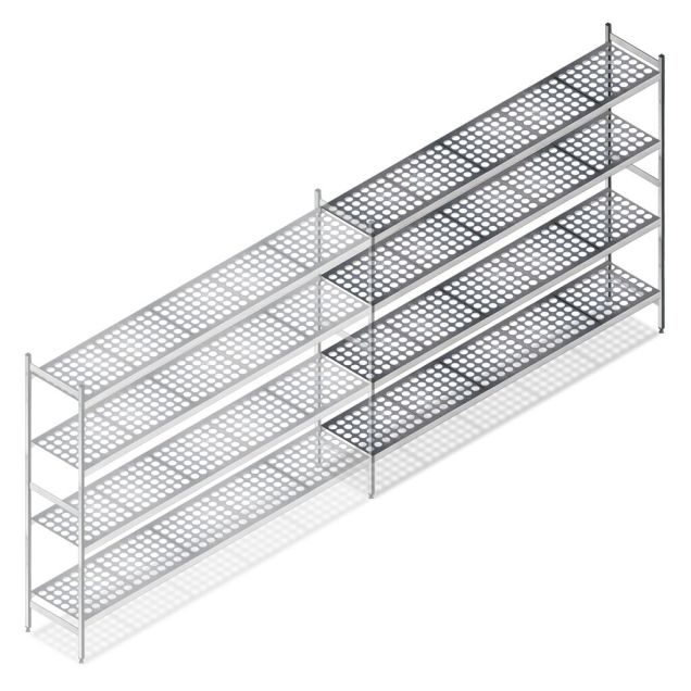 Hygiënische stelling 5711 1800x1490x460 mm (hxbxd) 4 niveaus aanbouwsectie