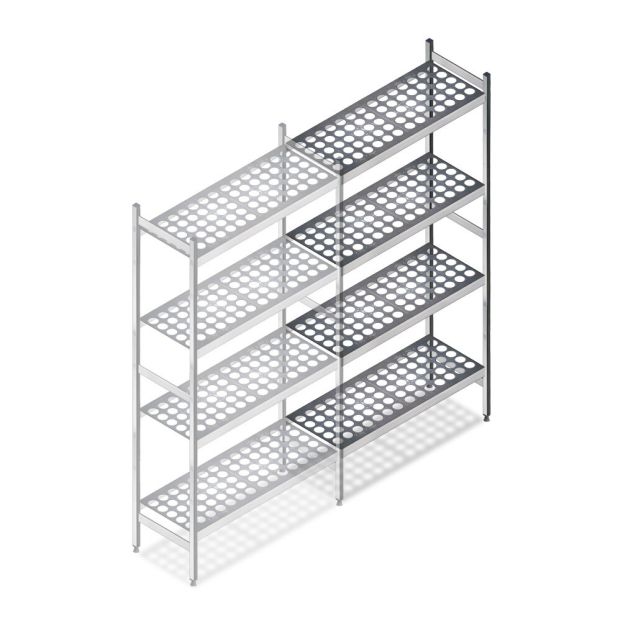 Hygiënische stelling 5711 1800x770x360 mm (hxbxd) 4 niveaus aanbouwsectie