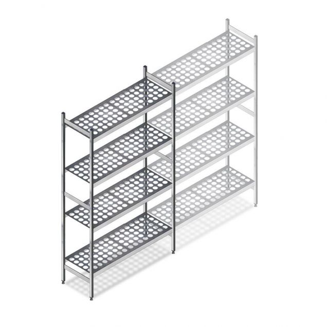 Hygiënische stelling 5711 1800x890x360 mm (hxbxd) 4 niveaus beginsectie