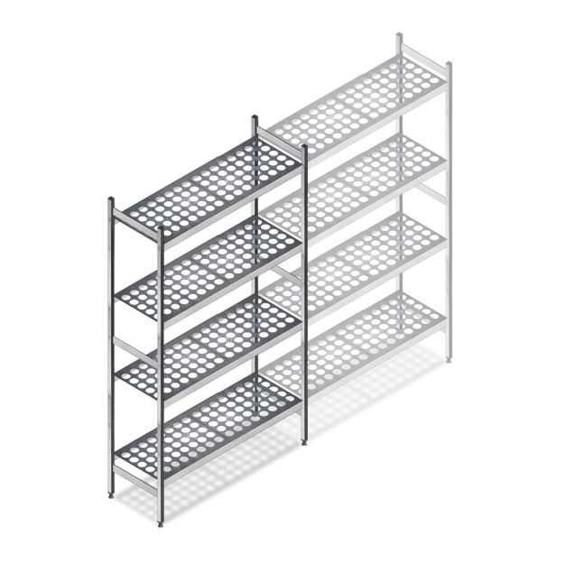 Hygiënische stelling 5711 1800x950x360 mm (hxbxd) 4 niveaus beginsectie