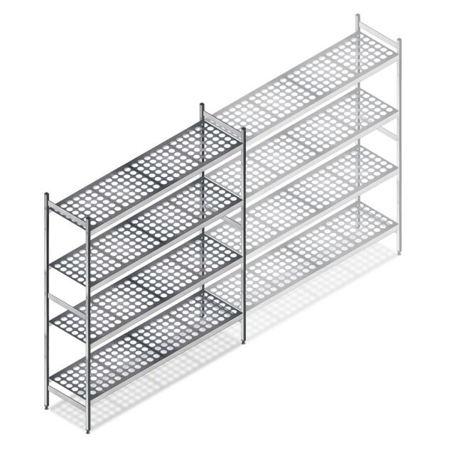 Hygiënische stelling 6611 1800x1080x460 mm (hxbxd) 4 niveaus beginsectie