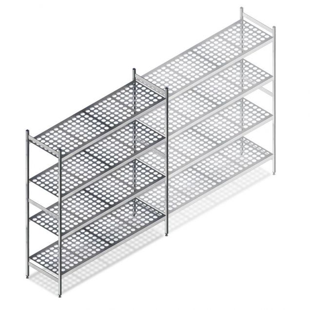 Hygiënische stelling 6611 1800x1080x560 mm (hxbxd) 4 niveaus beginsectie