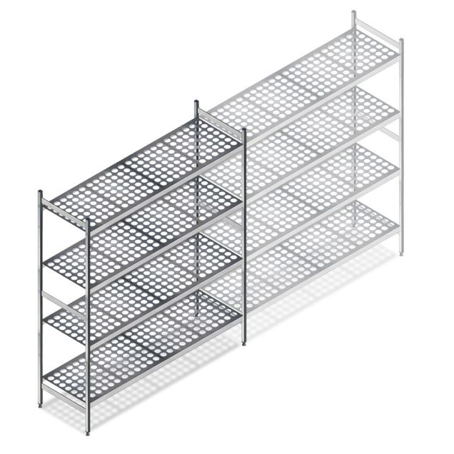 Hygiënische stelling 6611 1800x1080x560 mm (hxbxd) 4 niveaus beginsectie
