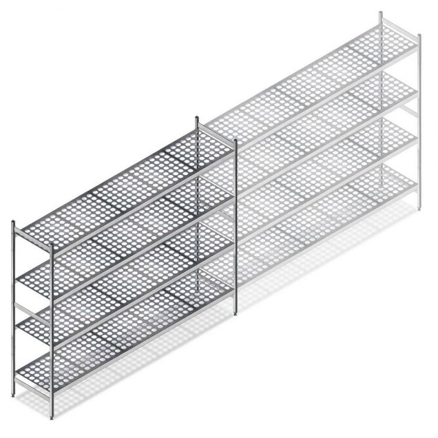 Hygiënische stelling 6611 1800x1620x560 mm (hxbxd) 4 niveaus beginsectie