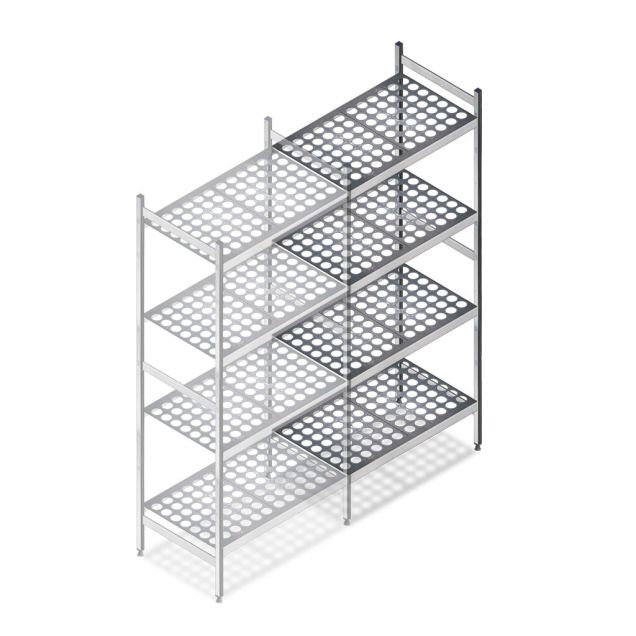 Hygiënische stelling 6611 1800x780x560 mm (hxbxd) 4 niveaus aanbouwsectie