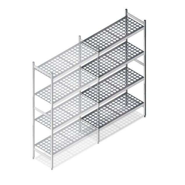 Hygiënische stelling 6611 1800x900x460 mm (hxbxd) 4 niveaus aanbouwsectie