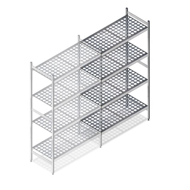 Hygiënische stelling 6611 1800x960x560 mm (hxbxd) 4 niveaus aanbouwsectie