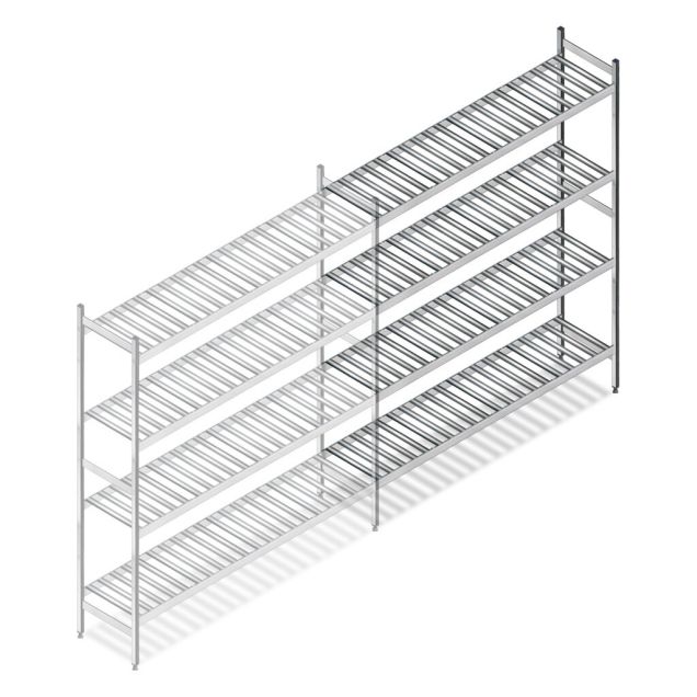 Hygiënische stelling 6811 1800x1200x360 mm (hxbxd) 4 niveaus aanbouwsectie
