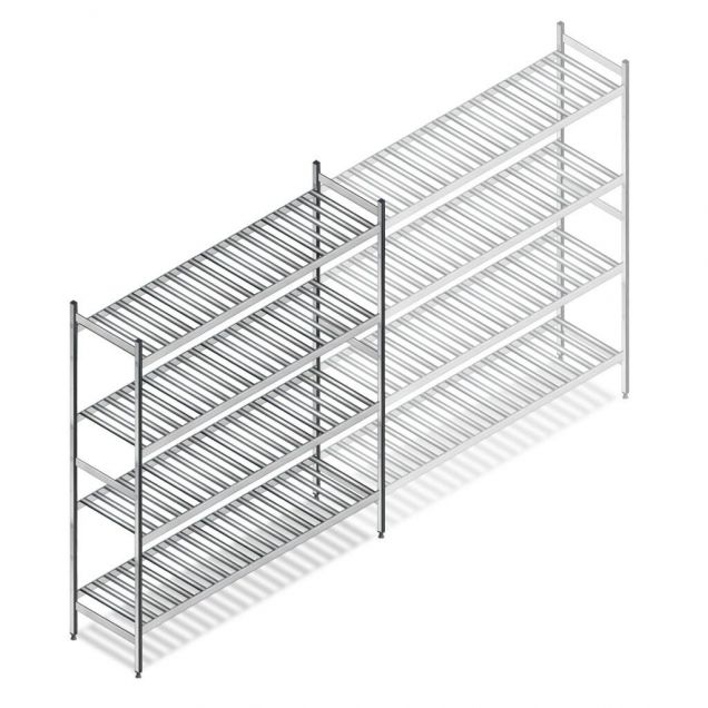 Hygiënische stelling 6811 1800x1200x460 mm (hxbxd) 4 niveaus beginsectie