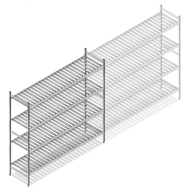 Hygiënische stelling 6811 1800x1500x560 mm (hxbxd) 4 niveaus beginsectie