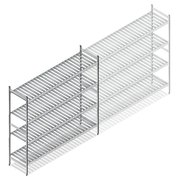Hygiënische stelling 6811 1800x1500x560 mm (hxbxd) 4 niveaus beginsectie