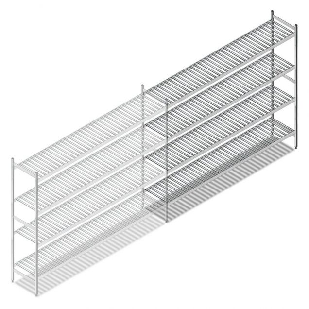 Hygiënische stelling 6811 1800x1620x460 mm (hxbxd) 4 niveaus aanbouwsectie