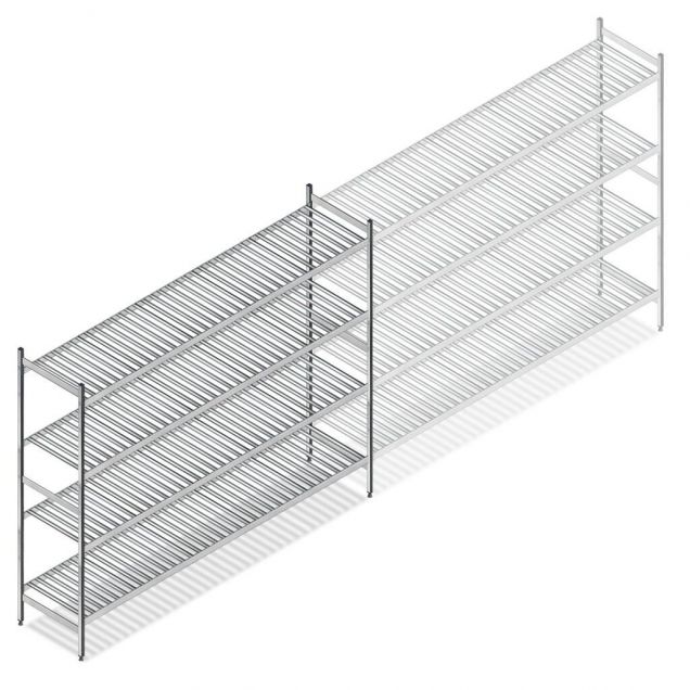 Hygiënische stelling 6811 1800x1740x560 mm (hxbxd) 4 niveaus beginsectie