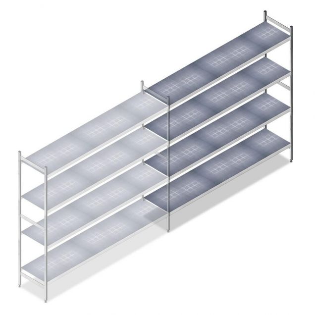 Hygiënische stelling 6622 1800x1320x460 mm (hxbxd) 4 niveaus aanbouwsectie