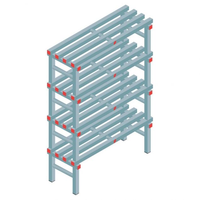 Kunststof stelling REA Euro 1450x1000x400 mm (hxbxd) 4 niveaus