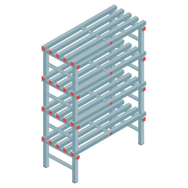 Kunststof stelling REA Euro 1450x1000x500 mm (hxbxd) 4 niveaus