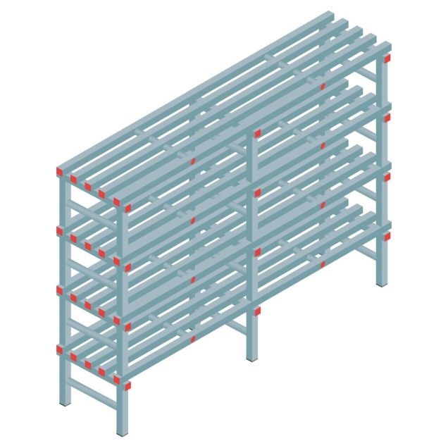 Kunststof stelling REA Euro Classic 1450x1800x500 mm (hxbxd) 4 niveaus