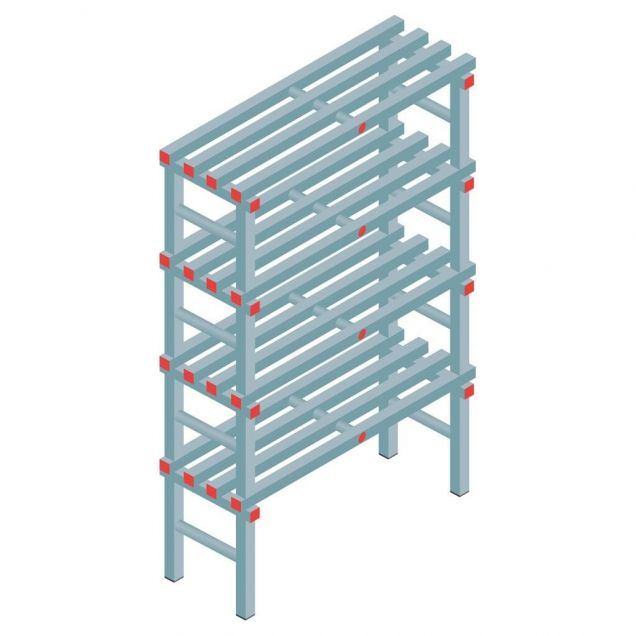 Kunststof stelling REA Euro 1600x1000x400 mm (hxbxd) 4 niveaus