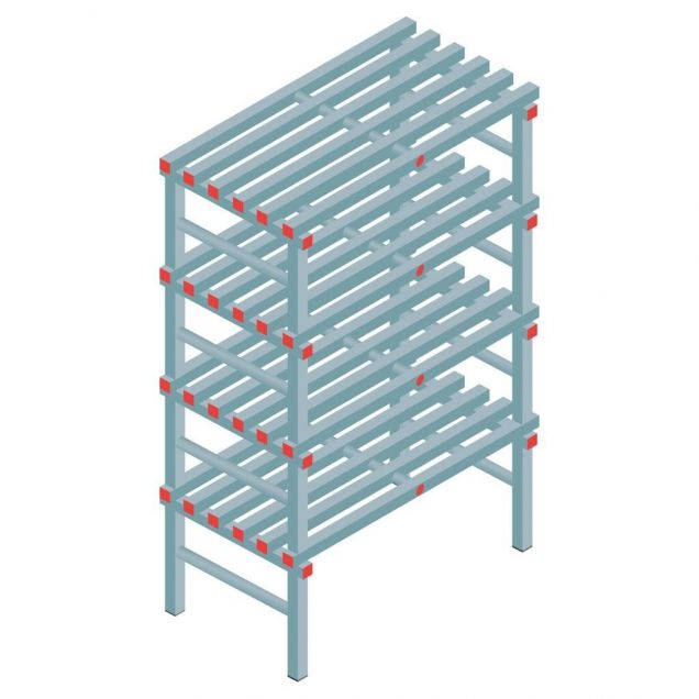 Kunststof stelling REA Euro 1750x1000x600 mm (hxbxd) 4 niveaus