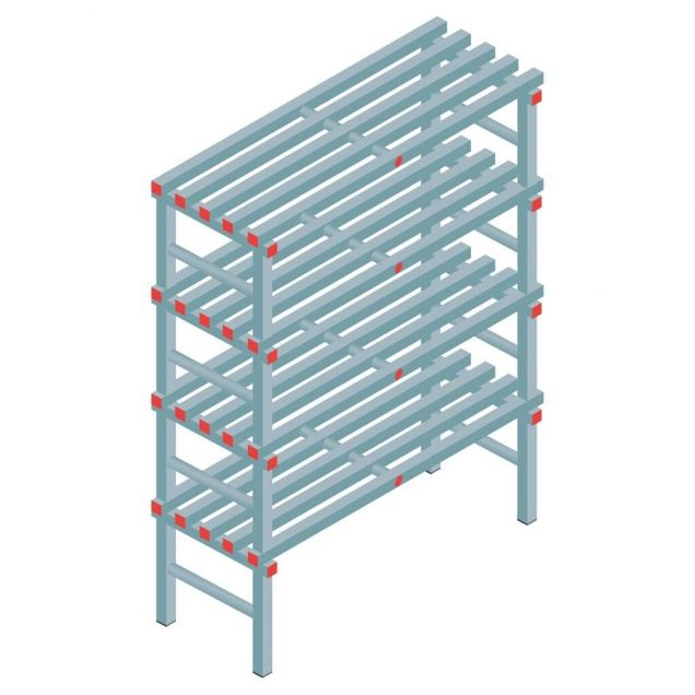 Kunststof stelling REA Euro 1750x1200x500 mm (hxbxd) 4 niveaus