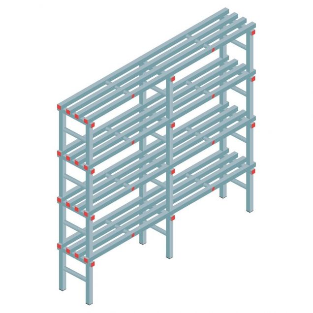 Kunststof stelling REA Euro 1900x2000x400 mm (hxbxd) 4 niveaus