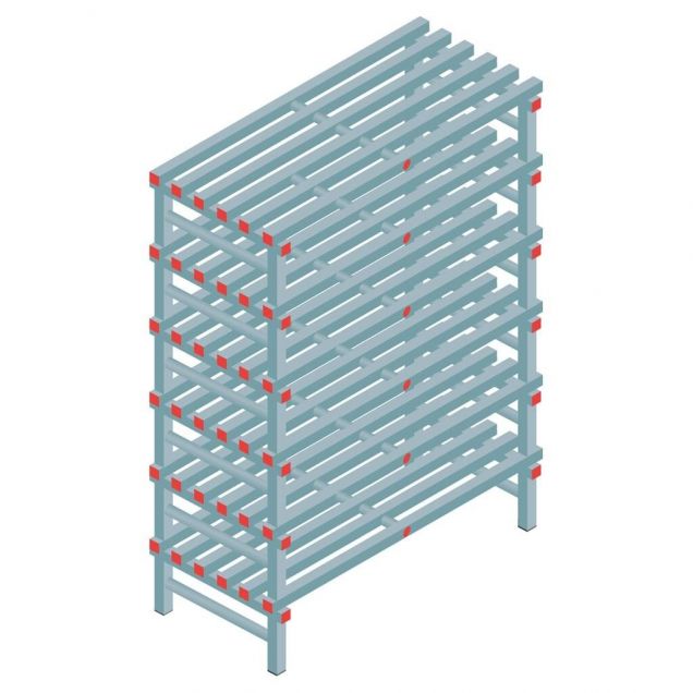 Kunststof stelling REA Euro 2000x1200x600 mm (hxbxd) 6 niveaus