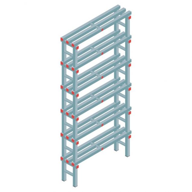 Kunststof stelling REA Euro 2250x1000x300 mm (hxbxd) 6 niveaus