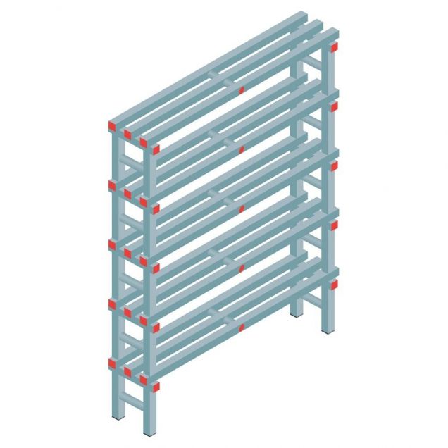 Kunststof stelling REA Euro 2250x1200x300 mm (hxbxd) 5 niveaus