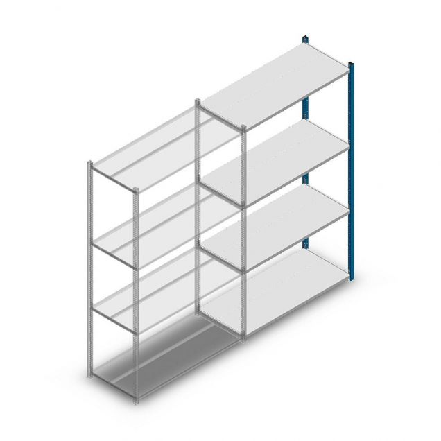 Legbordstelling Medium Duty 2000x1150x500mm (hxbxd) 4 niveaus blauw aanbouwsectie