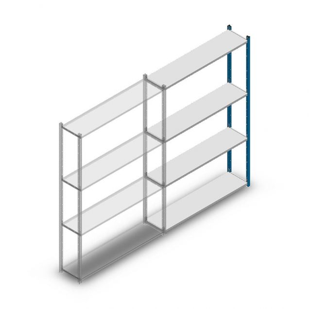 Legbordstelling Medium Duty 2000x1300x300mm (hxbxd) 4 niveaus blauw aanbouwsectie