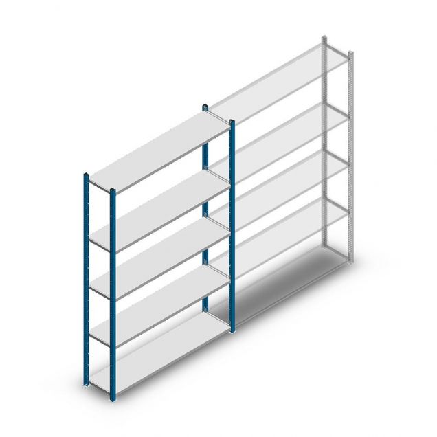 Legbordstelling Medium Duty 2000x1300x300mm (hxbxd) 5 niveaus blauw beginsectie