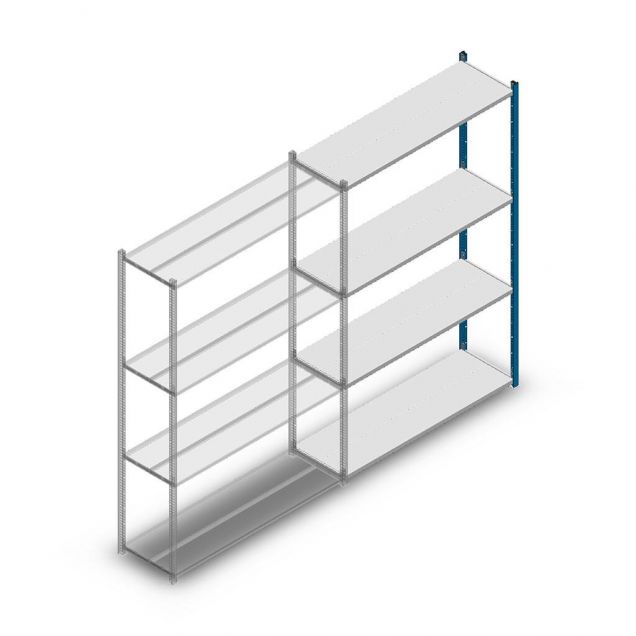 Legbordstelling Medium Duty 2000x1300x400mm (hxbxd) 4 niveaus blauw aanbouwsectie