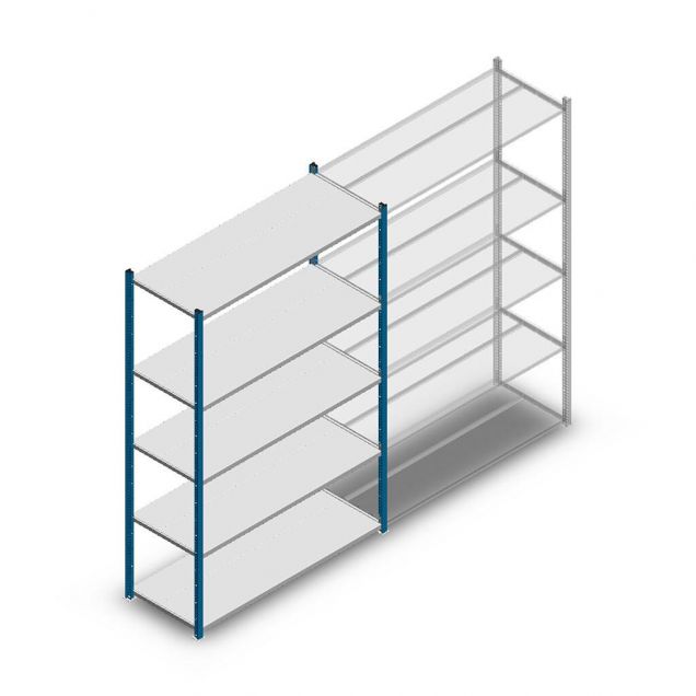 Legbordstelling Medium Duty 2000x1300x500mm (hxbxd) 5 niveaus blauw beginsectie