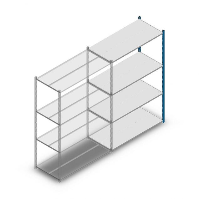 Legbordstelling Medium Duty 2000x1300x600mm (hxbxd) 4 niveaus blauw aanbouwsectie
