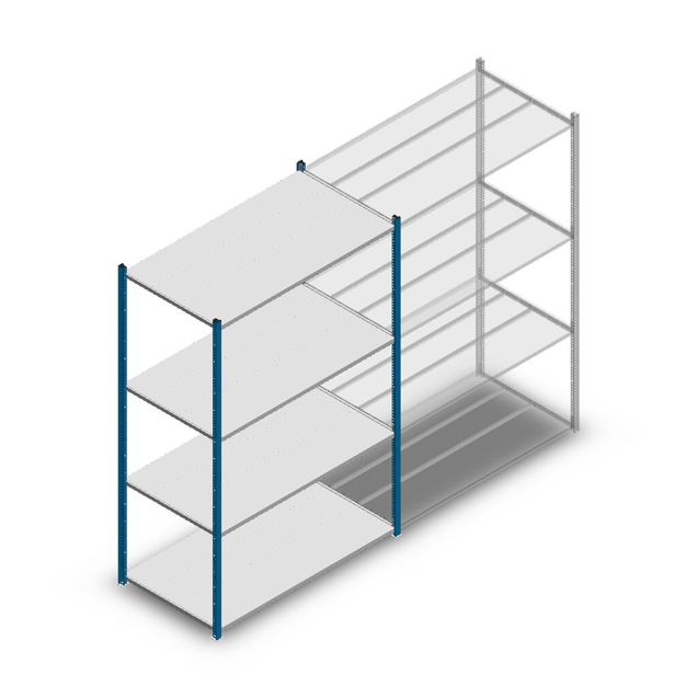 Legbordstelling Medium Duty 2000x1300x700mm (hxbxd) 4 niveaus blauw beginsectie