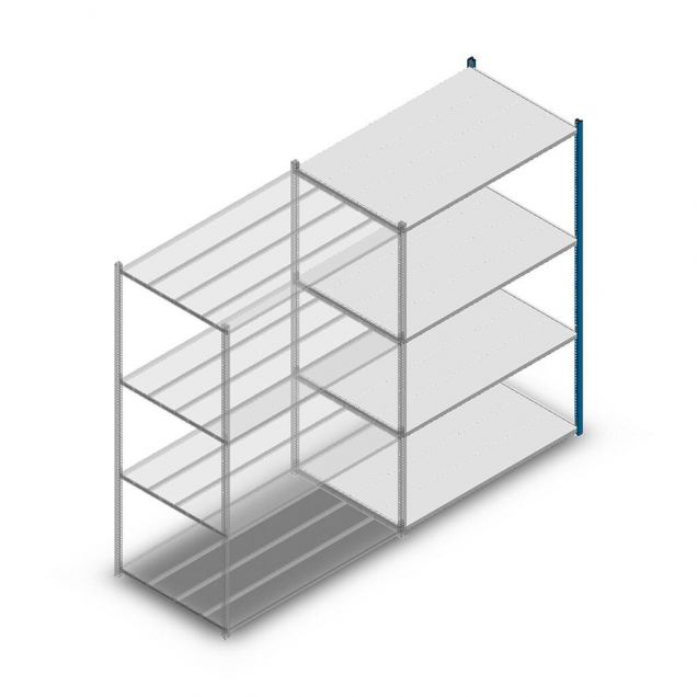 Legbordstelling Medium Duty 2000x1300x800mm (hxbxd) 4 niveaus blauw aanbouwsectie