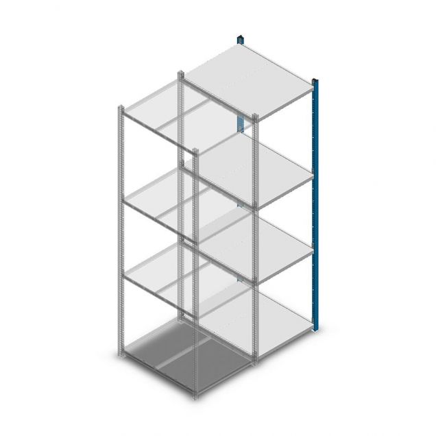 Legbordstelling Medium Duty 2000x550x700mm (hxbxd) 4 niveaus blauw aanbouwsectie