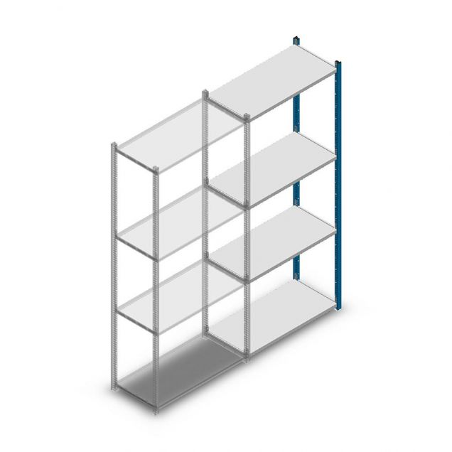 Legbordstelling Medium Duty 2000x850x400mm (hxbxd) 4 niveaus blauw aanbouwsectie