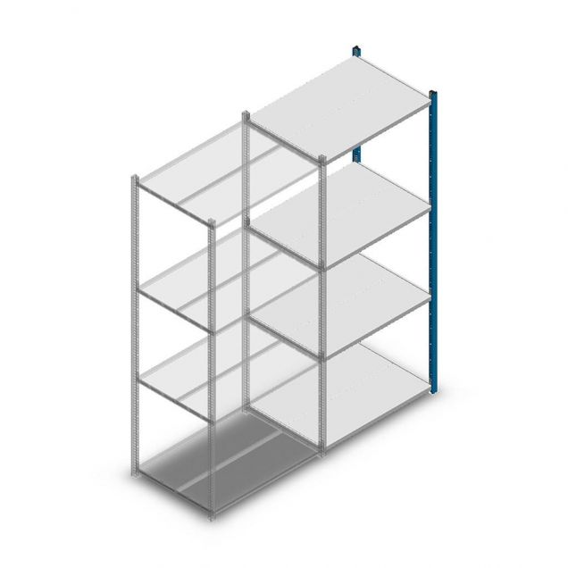 Legbordstelling Medium Duty 2000x850x600mm (hxbxd) 4 niveaus blauw aanbouwsectie