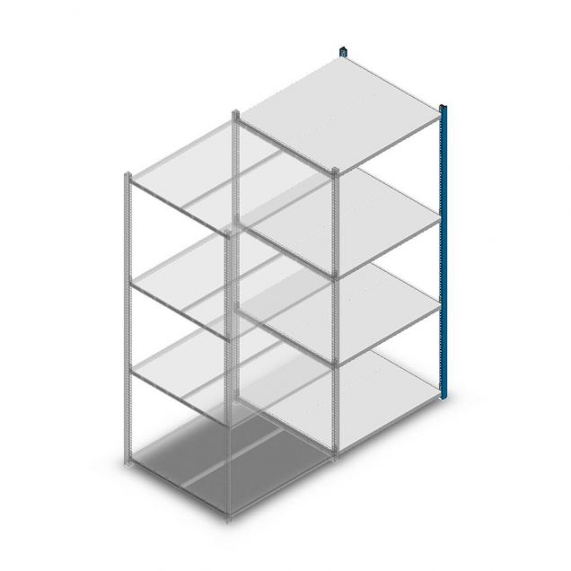 Legbordstelling Medium Duty 2000x850x800mm (hxbxd) 4 niveaus blauw aanbouwsectie