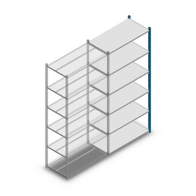 Legbordstelling Medium Duty 2000x1000x500mm (hxbxd) 6 niveaus blauw aanbouwsectie