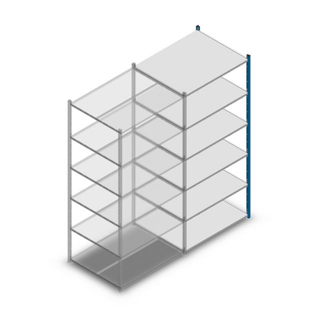 Legbordstelling Medium Duty 2000x1000x800mm (hxbxd) 6 niveaus blauw aanbouwsectie