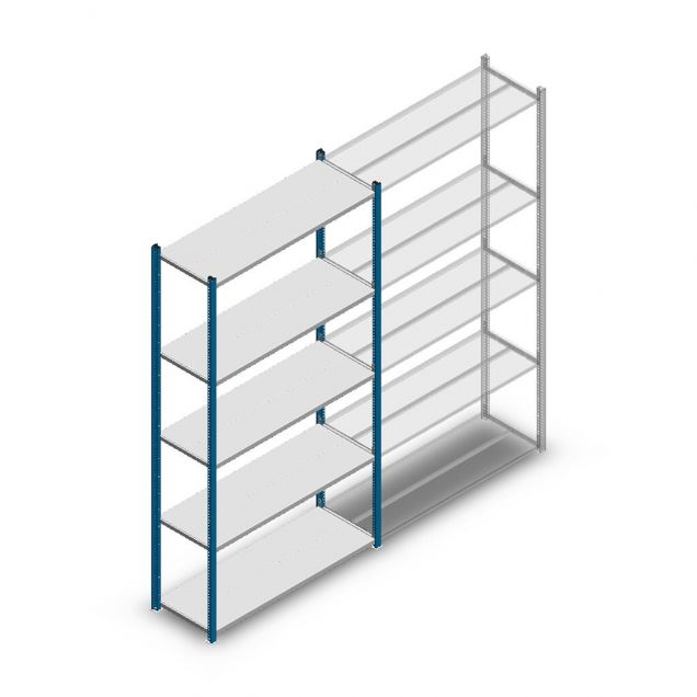 Legbordstelling Medium Duty 2200x1150x400mm (hxbxd) 5 niveaus blauw beginsectie