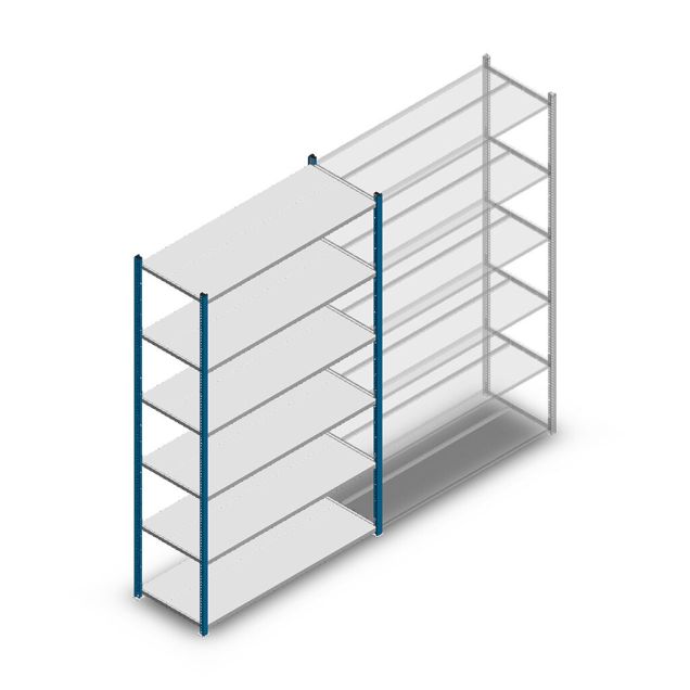 Legbordstelling Medium Duty 2200x1300x500mm (hxbxd) 6 niveaus blauw beginsectie