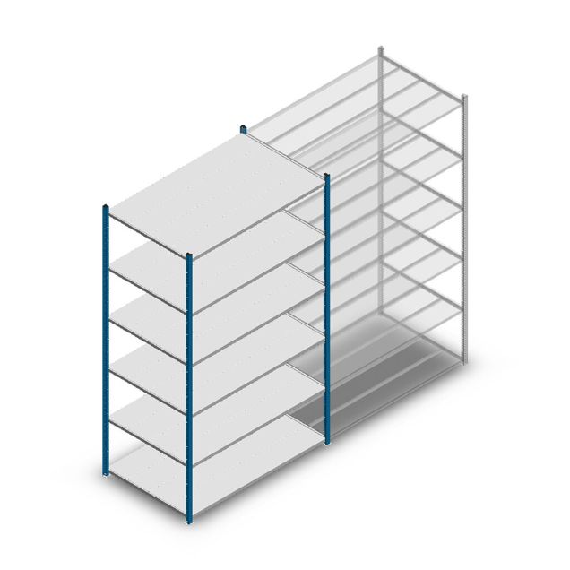 Legbordstelling Medium Duty 2200x1300x800mm (hxbxd) 6 niveaus blauw beginsectie