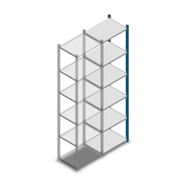 Legbordstelling Medium Duty 2000x550x400mm (hxbxd) 6 niveaus blauw aanbouwsectie