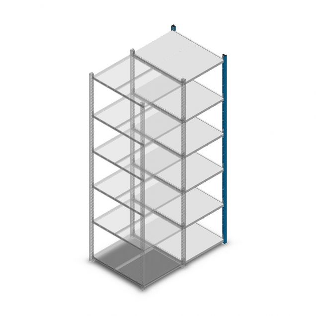 Legbordstelling Medium Duty 2000x550x700mm (hxbxd) 6 niveaus blauw aanbouwsectie