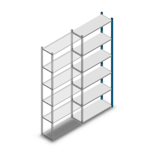 Legbordstelling Medium Duty 2200x850x300mm (hxbxd) 6 niveaus blauw aanbouwsectie