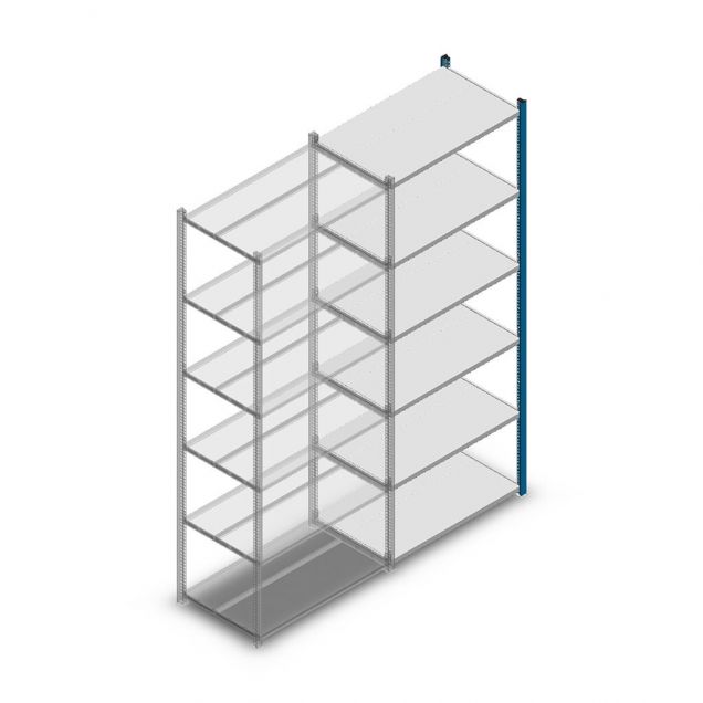 Legbordstelling Medium Duty 2000x850x500mm (hxbxd) 6 niveaus blauw aanbouwsectie