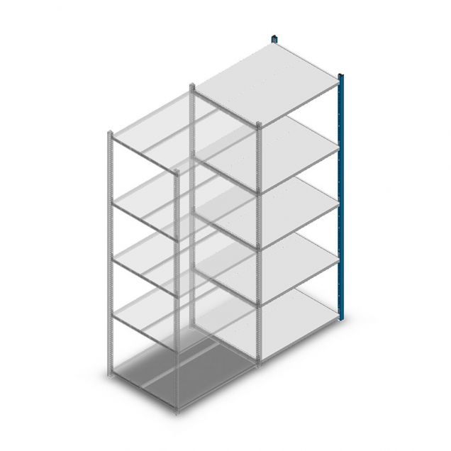 Legbordstelling Medium Duty 2200x850x700mm (hxbxd) 5 niveaus blauw aanbouwsectie